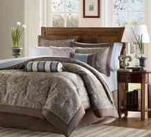 Dormitor interior în tonuri de culoare brună