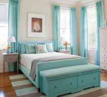 Dormitor în culori turcoaz: tapet, mobilier, accesorii