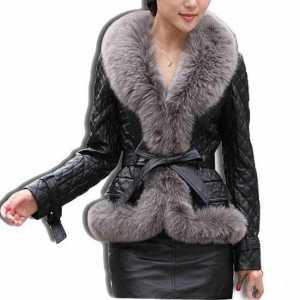 Jachetă în jos cu blană de vulpe - la modă, elegantă, elegantă