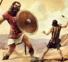 Eroii biblici David și Goliat. luptă