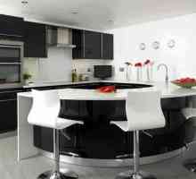 Bucătărie alb-negru în interior: design de fotografie