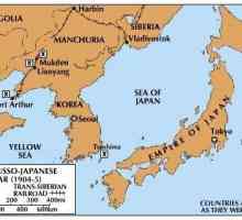 Bătălia de la Tsushima în 1905. Lupta de mare în Marea Japoniei. Strâmtoarea Tsushima