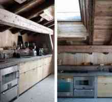 Bucătăria este în stilul unei cabane. Stil cabane în interiorul bucătăriei