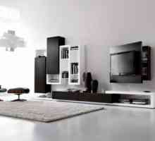 Diapozitivul modern pentru camera de zi este alb (fotografie). Gorki în camera de zi într-un stil…