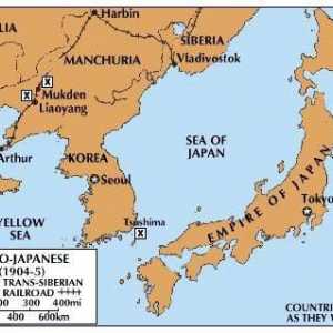 Bătălia de la Tsushima în 1905. Lupta de mare în Marea Japoniei. Strâmtoarea Tsushima