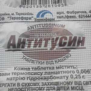Instrucțiunea "Antitusin". Comentarii despre comprimatele `Antitusin`