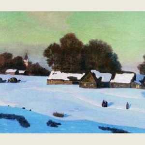 Compoziție frumoasă bazată pe pictura lui Krymov `Seara de iarnă`