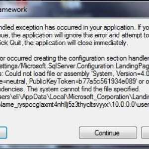 Eroare "Excepție nefolosită în aplicație"