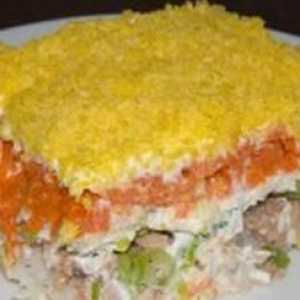 Salată salată cu straturi: o rețetă și o succesiune de straturi. Salată de salată cu brânză: rețetă
