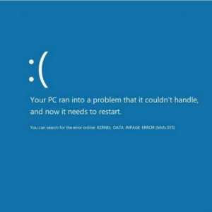 KERNEL DATA INPAGE ERROR se blochează pe Windows 8: Cauze și tehnica de corecție