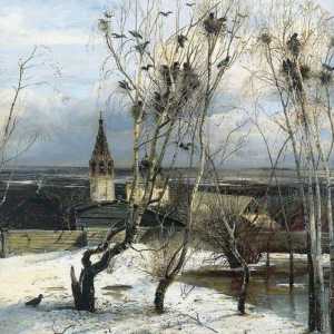 Compoziție pe pictură "The Rooks Arrived" Savrasov