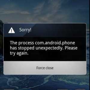 "A apărut o eroare în aplicația com.android.phone", "procesul de conectare la…